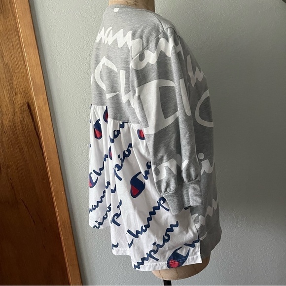 Champion Tops - CHAMPION DIY sz M All Over Print Tee TShirt Back Pleats Short Sleeve Swe…